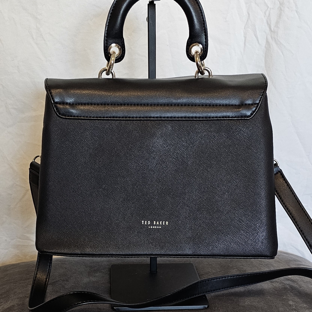 *UNIQUE* Ted Baker Black Satchel with Floral Embellishments - Picture 6 of 16